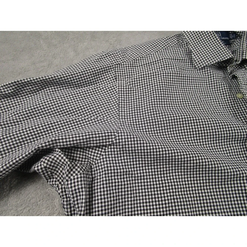 Polo‎ Ralph Lauren Shirt Mens 17 Black Checked Regent Classic Fit Cotton